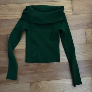 Forever 21 Forest Green Off-Shoulder Sweater